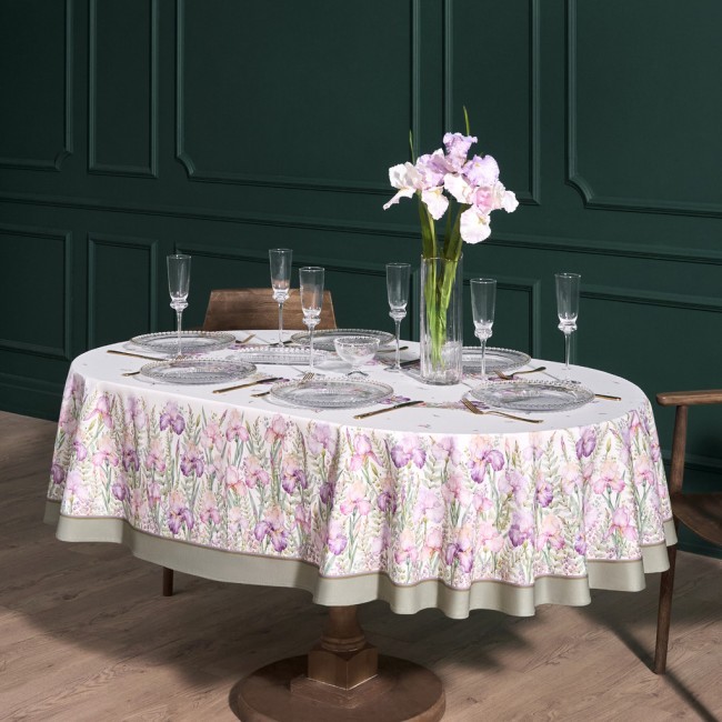 Скатерть овальная "ирисы" ,160х220см,100% хлопок,твил c пропиткой белый Lefard (850-743-41) Скатерть овальная "ирисы" ,160х220см,100% хлопок,твил c пропиткой белый Lefard (850-743-41)