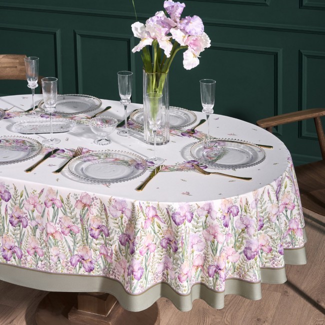 Скатерть овальная "ирисы" ,160х220см,100% хлопок,твил c пропиткой белый Lefard (850-743-41) Скатерть овальная "ирисы" ,160х220см,100% хлопок,твил c пропиткой белый Lefard (850-743-41)