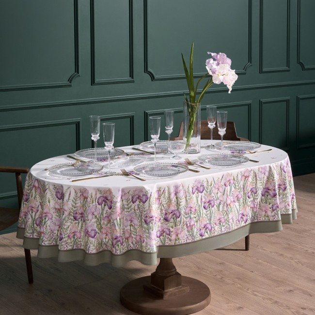 Скатерть овальная "ирисы" ,160х220см,100% хлопок,твил c пропиткой белый Lefard (850-743-41) Скатерть овальная "ирисы" ,160х220см,100% хлопок,твил c пропиткой белый Lefard (850-743-41)