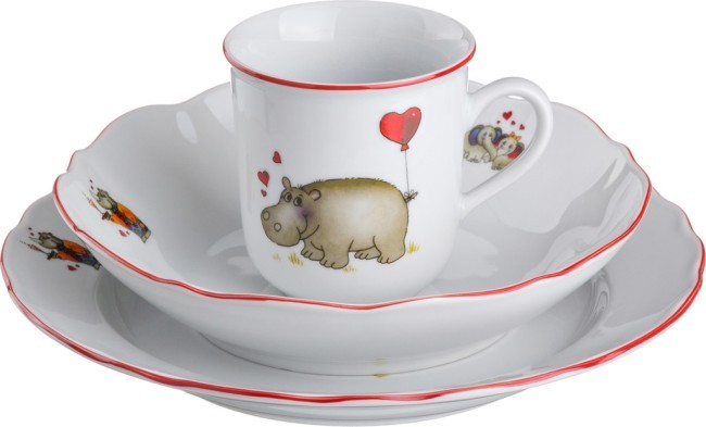 Набор посуды на 1 персону 3 пр."зверята":кружка 250 мл.+блюдце+тарелка диаметр=18/21 см. (кор=1набор Cesky Porcelan (D-606-672) Набор посуды на 1 персону 3 пр."зверята":кружка 250 мл.+блюдце+тарелка диаметр=18/21 см. (кор=1набор Cesky Porcelan (D-606-672)