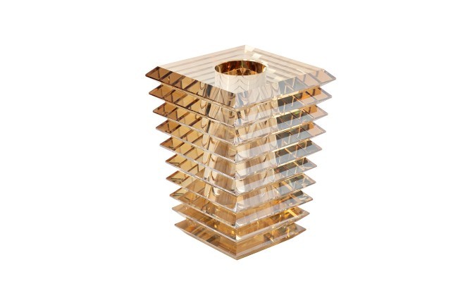 Ваза-подсвечник "хрустальная" цвет янтарь 13.5*13.5*19см (TT-00009510)