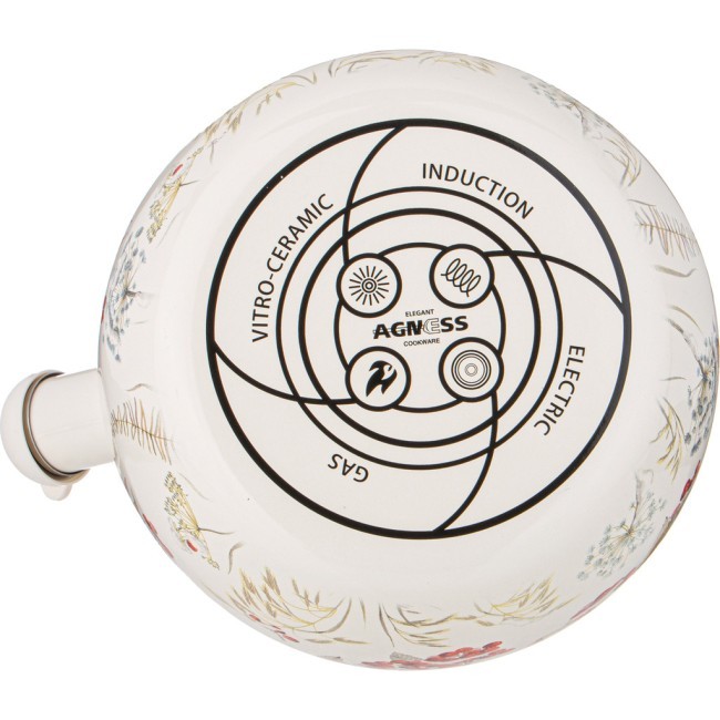 Чайник agness эмалированный со свистком серия "снегири", 2,2л, индукционное дно Agness (934-735)