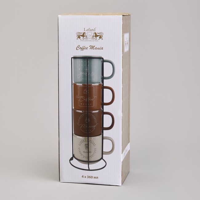 Набор кружек lefard 4шт на метал.подставке 360мл Lefard (756-473) Набор кружек lefard 4шт на метал.подставке 360мл Lefard (756-473)