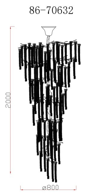 Люстра каскадная d.80*h200 см, металл цвет золото (TT-00012856)