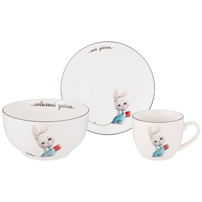 Набор посуды lefard мой зайчик, 3 пр.: салатник 470мл, тарелка 20см, кружка 220мл Lefard (260-685)