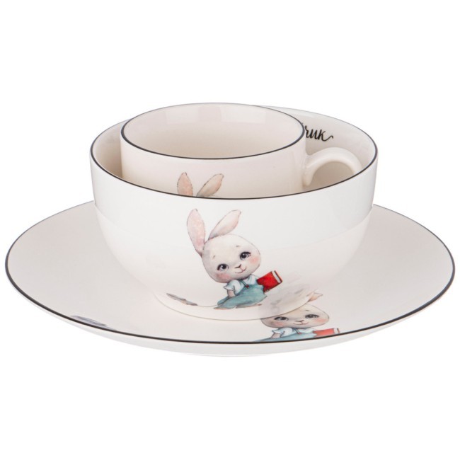 Набор посуды lefard мой зайчик, 3 пр.: салатник 470мл, тарелка 20см, кружка 220мл Lefard (260-685)