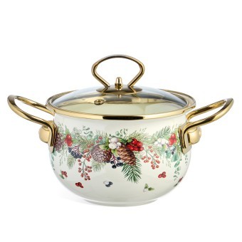 Кастрюля эмалированная agness со стеклянной крышкой серия "celebration", 1.5 л, 16*10 см Agness (943-082)