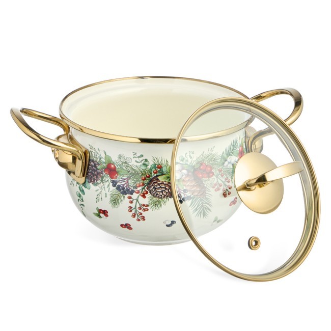 Кастрюля эмалированная agness со стеклянной крышкой серия "celebration", 1.5 л, 16*10 см Agness (943-082)