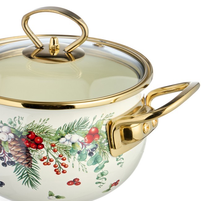 Кастрюля эмалированная agness со стеклянной крышкой серия "celebration", 1.5 л, 16*10 см Agness (943-082)