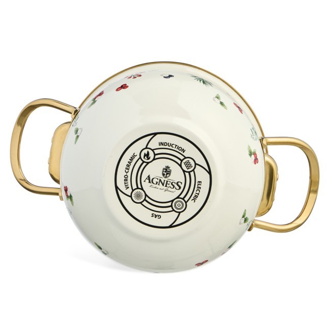 Кастрюля эмалированная agness со стеклянной крышкой серия "celebration", 1.5 л, 16*10 см Agness (943-082)