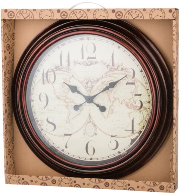 Часы настенные кварцевые "world map" 50*50*5 см.диаметр циферблата=39 см. Lefard (220-195)