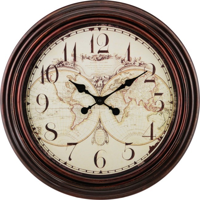 Часы настенные кварцевые "world map" 50*50*5 см.диаметр циферблата=39 см. Lefard (220-195)