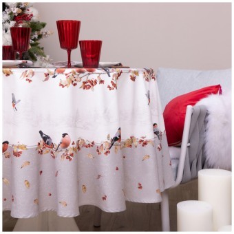 Скатерть круглая "лесная сказка .снегири" 190см , серый ,100% хлопок ,твил с пропиткой Lefard (850-744-22) Скатерть круглая "лесная сказка .снегири" 190см , серый ,100% хлопок ,твил с пропиткой Lefard (850-744-22)