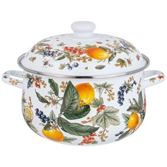 Кастрюля agness эмалированная с эмал.крышкой серия "фруктовая корзина", 5.0 л, 24*14 см Agness (934-584)