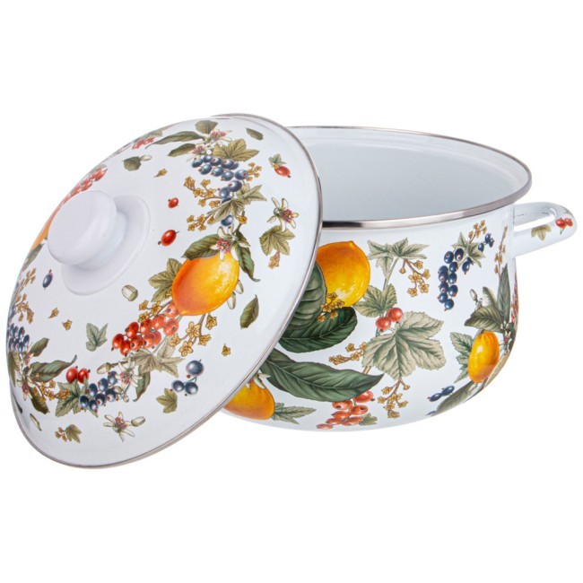 Кастрюля agness эмалированная с эмал.крышкой серия "фруктовая корзина", 5.0 л, 24*14 см Agness (934-584)