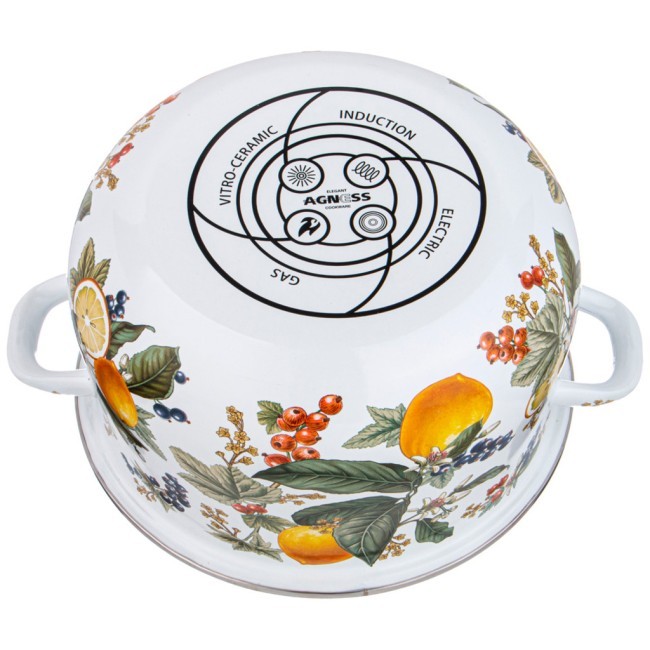 Кастрюля agness эмалированная с эмал.крышкой серия "фруктовая корзина", 5.0 л, 24*14 см Agness (934-584)