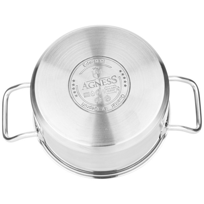 Кастрюля agness 20x10 см 2,8 л высококачественная нерж сталь 18/10 с крышкой нжс Agness (916-457)