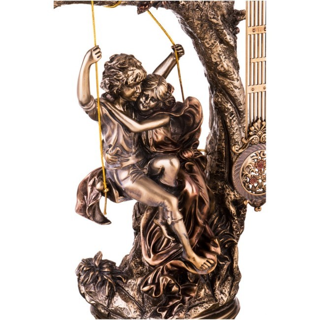 Часы настольные кварцевые с маятником "двое на качелях" 36*24,5*69,5 см. диаметр циферблата=10 см. ( Lefard (204-203)