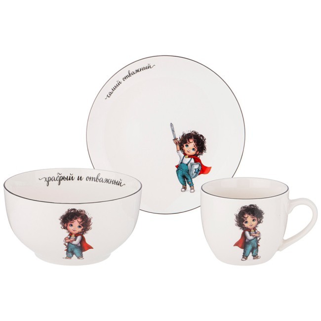 Набор посуды lefard самый отважный, 3 пр.: салатник 470мл, тарелка 20см, кружка 220мл Lefard (260-678)