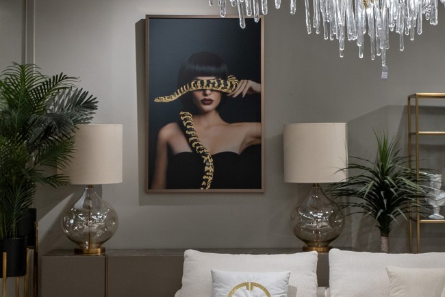 Холст "Девушка со змеей"120х80см,багет латунь, поталь (TT-00011107)