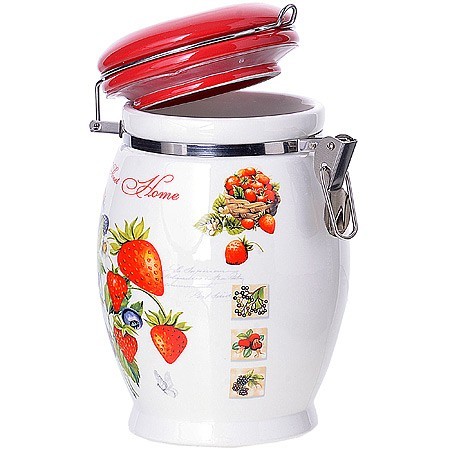 Банка для сыпучих 930 мл Земляника дол/металл LR (30321) Банка для сыпучих 930 мл Земляника дол/металл LR (30321)