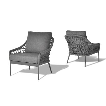 Кресло "Марра" темно-серое 80*80*85,5см, оплетка"сеть" (TT-00013257)