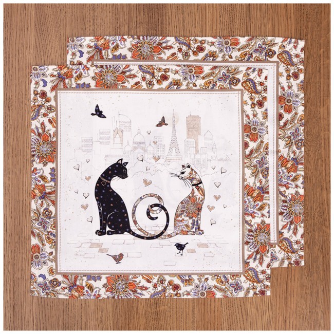 Набор салфетки "парижские коты"  2 шт 40*40 твилл Lefard (850-746-81)