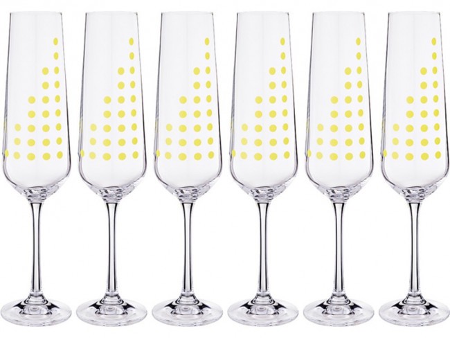 Набор бокалов для шампанского из 6 шт. "sandra" 200 мл. высота=25 см Bohemia Crystal (674-648)