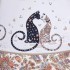 Скатерть круглая "парижские коты" ,150 см, твилл ,белый,пропитка (850-746-23) 