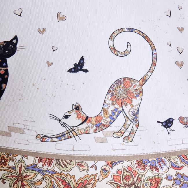 Скатерть круглая "парижские коты" ,150 см, твилл ,белый,пропитка Lefard (850-746-23)