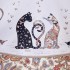 Скатерть круглая "парижские коты" ,150 см, твилл ,белый,пропитка (850-746-23) 