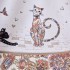 Скатерть круглая "парижские коты" ,150 см, твилл ,белый,пропитка (850-746-23) 
