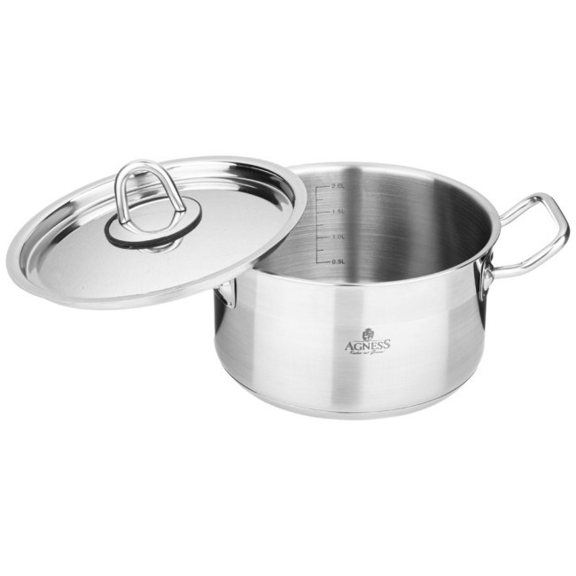 Кастрюля agness 22x12 см 4,2 л высококачественная нерж сталь 18/10 с крышкой нжс Agness (916-458)