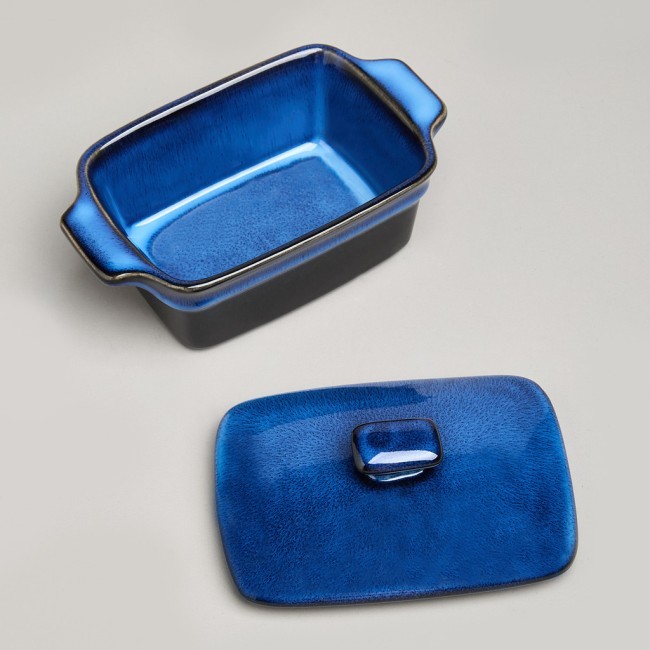 Форма для запекания с крышкой / масленка reactive blue 16,5*10*5/9 см 250 мл Agness (780-133)