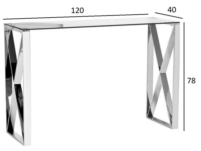 Консоль прозр.стекло/хром 120*40*78см (TT-00001348)