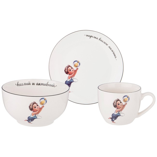 Набор посуды lefard веселый мальчик 3 пр.: салатник 470мл, тарелка 20см, кружка 220мл Lefard (260-679) Набор посуды lefard веселый мальчик 3 пр.: салатник 470мл, тарелка 20см, кружка 220мл Lefard (260-679)