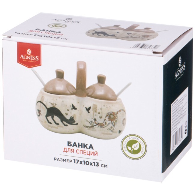 Банка 2 секции agness "парижские коты" 17*10*13 см / 2х240 мл Agness (358-1735)