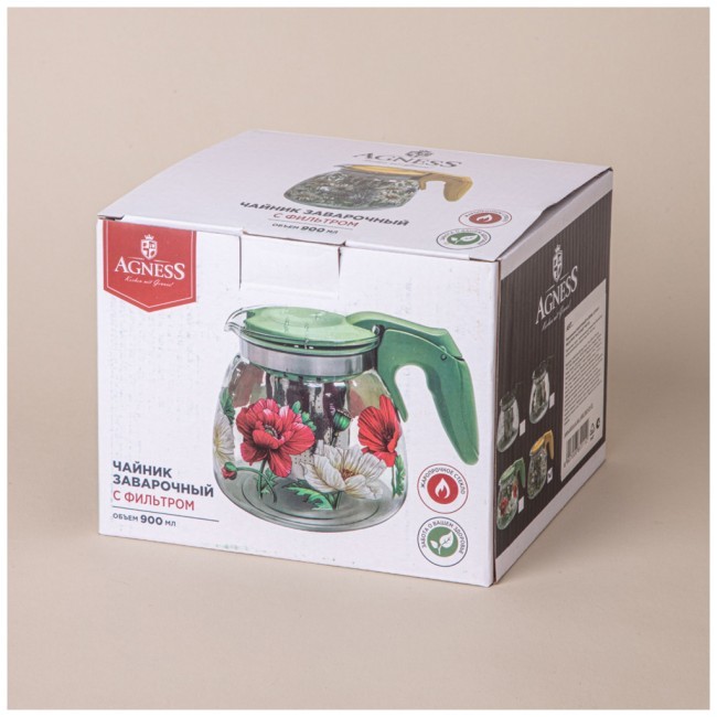 Заварочный чайник agness с фильтром "васильки" 900 мл. Agness (885-111) Заварочный чайник agness с фильтром "васильки" 900 мл. Agness (885-111)
