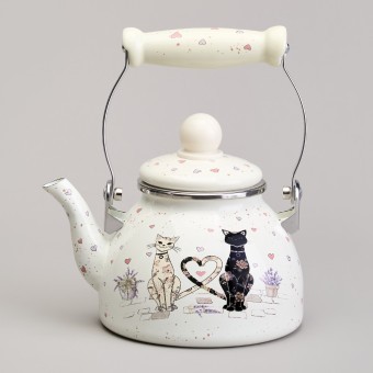 Чайник agness эмалированный со съемным фильтром из нжс серия "lavender cats", 1,1 л Agness (943-071)