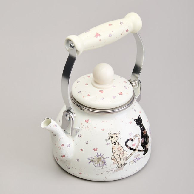 Чайник agness эмалированный со съемным фильтром из нжс серия "lavender cats", 1,1 л Agness (943-071)