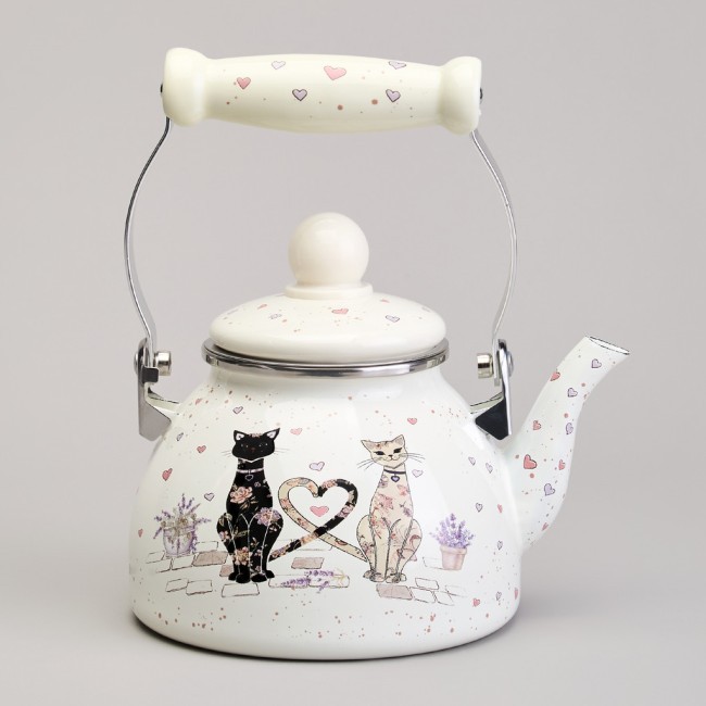 Чайник agness эмалированный со съемным фильтром из нжс серия "lavender cats", 1,1 л Agness (943-071)