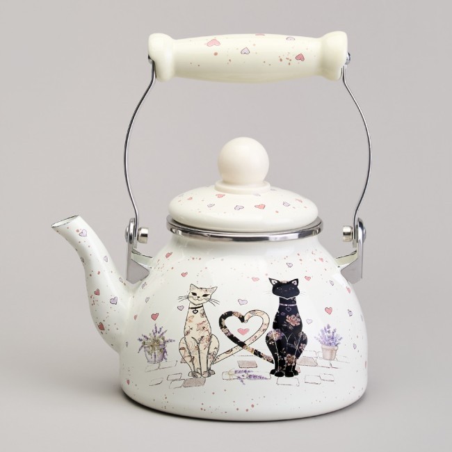 Чайник agness эмалированный со съемным фильтром из нжс серия "lavender cats", 1,1 л Agness (943-071)