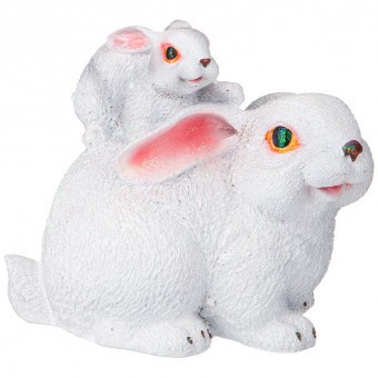 Фигурка декоративная "заяц с зайчонком "  высота=23см цвет:белый с глиттером Lefard (169-739)