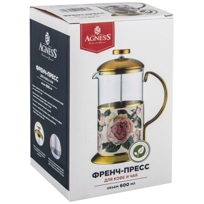 Френч-пресс agness "винтаж пионы" 600 мл Agness (894-108) Френч-пресс agness "винтаж пионы" 600 мл Agness (894-108)