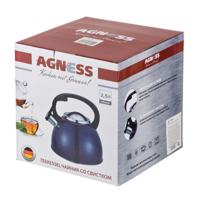 Чайник agness со свистком "черный мрамор" 2,5 л нжс, индукцион. дно Agness (907-045) Чайник agness со свистком "черный мрамор" 2,5 л нжс, индукцион. дно Agness (907-045)