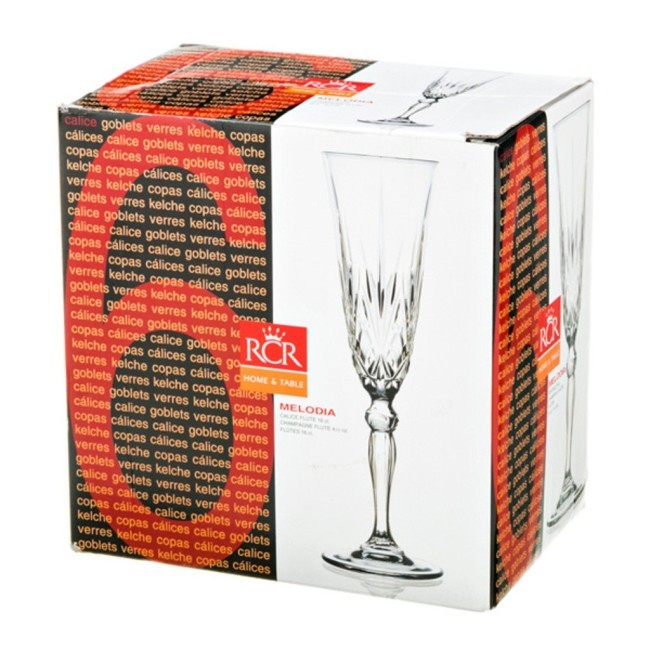 Набор бокалов для шампанского из 6 шт."мелодия" 150 мл.высота=22 см. RCR (305-522) Набор бокалов для шампанского из 6 шт."мелодия" 150 мл.высота=22 см. RCR (305-522)
