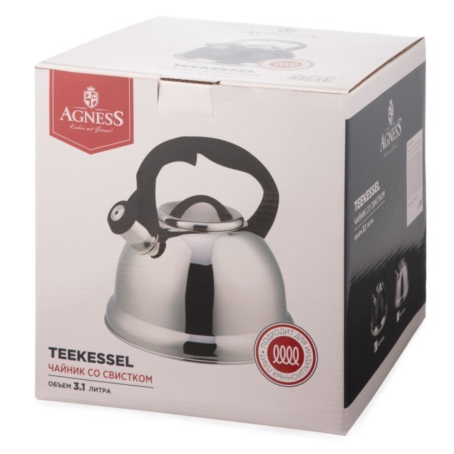 Чайник agness со свистком, 3,1 л Agness (937-035) Чайник agness со свистком, 3,1 л Agness (937-035)