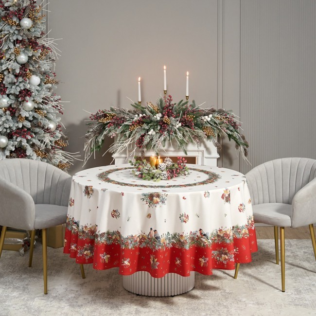 Скатерть круглая "морозко.снегири" 220см ,красный, 100% хлопок, твил, с пропиткой Lefard (850-745-24) Скатерть круглая "морозко.снегири" 220см ,красный, 100% хлопок, твил, с пропиткой Lefard (850-745-24)