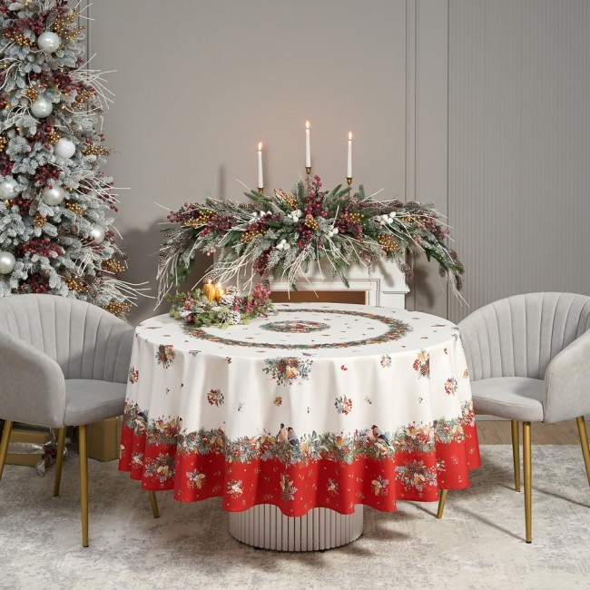 Скатерть круглая "морозко.снегири" 220см ,красный, 100% хлопок, твил, с пропиткой Lefard (850-745-24) Скатерть круглая "морозко.снегири" 220см ,красный, 100% хлопок, твил, с пропиткой Lefard (850-745-24)