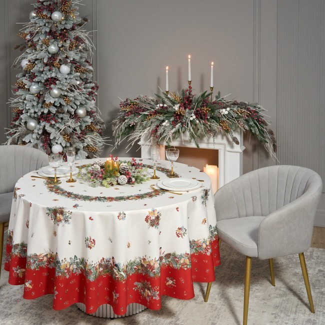 Скатерть круглая "морозко.снегири" 220см ,красный, 100% хлопок, твил, с пропиткой Lefard (850-745-24) Скатерть круглая "морозко.снегири" 220см ,красный, 100% хлопок, твил, с пропиткой Lefard (850-745-24)